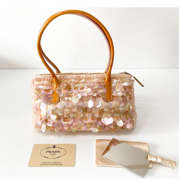 Prada Handbags - Prada Pink Sequin Shoulder Bag- Rare Vintage